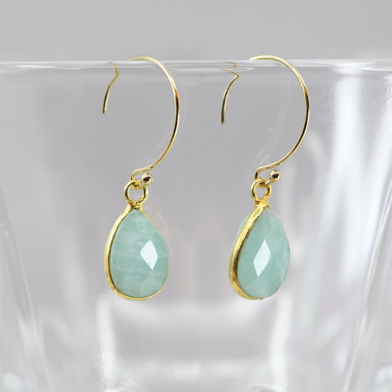 Amazonite Teardrop Earrings | Gold-Filled Dangle Earrings | Handmade Gemstone Jewelry