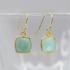 Square Amazonite Drop Earrings Gold Filled | Throat Chakra Jewelry