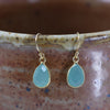 Aqua Chalcedony, Small Teardrop, 10mm, 20mm, Gold-Filled, Hook