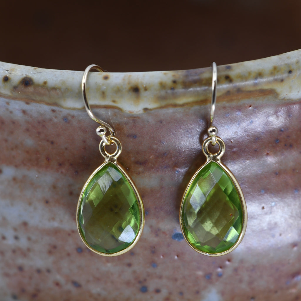 Peridot Teardrop Earrings | 14K Gold-Filled August Birthstone Dangle Earrings