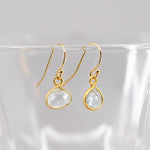 Clear Quartz Gold Drop Earrings - Handmade Crystal Jewelry