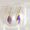 Amethyst Earrings | Gold Filled Half Hoop Marquis Cut