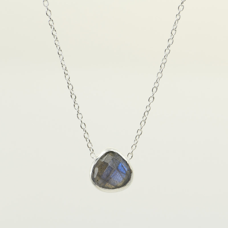 Labradorite Pear-Shaped Bezeled Pendant | Handcrafted Sterling Silver Necklace