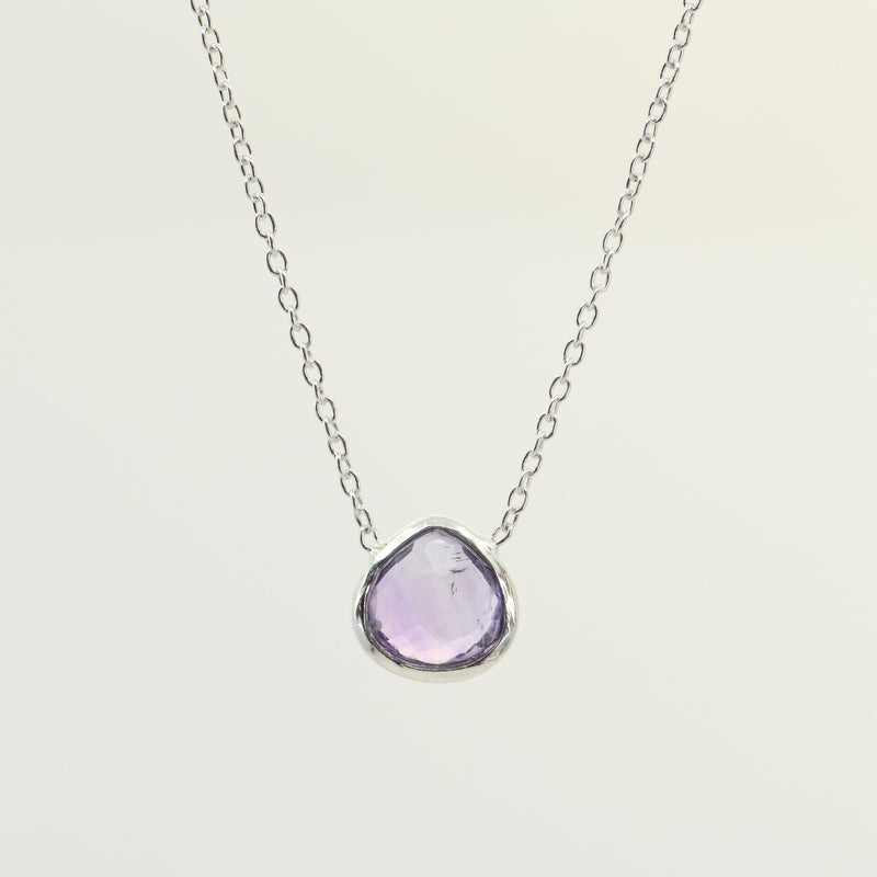 Amethyst Pear-Shaped Bezeled Pendant | Handcrafted Sterling Silver