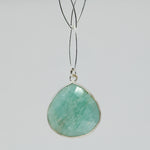 Amazonite Pendant Necklace Sterling Silver | 18" Marquise Chain | Handmade Green Stone Jewelry