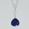 Natural Lapis Lazuli Statement Necklace | Sterling Silver Pear Pendant | Marquise Chain | 20mm Gemstone