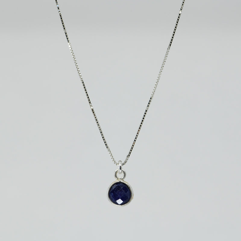 Natural Lapis Lazuli Necklace | Sterling Silver 4mm Pendant | Adjustable 20" Chain