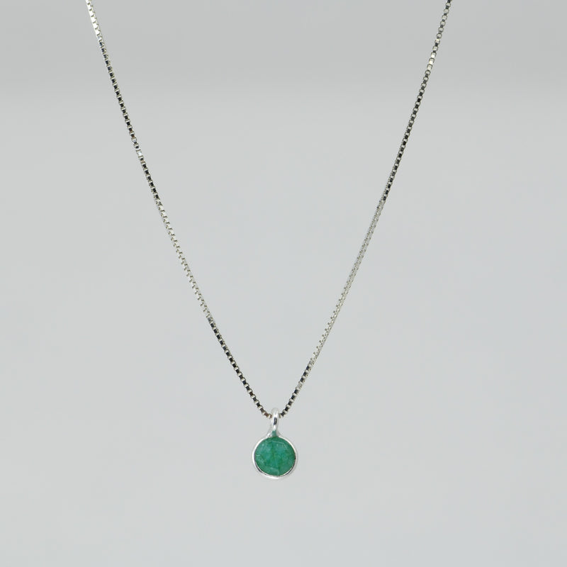 Genuine Emerald Pendant | 4mm Sterling Silver May Birthstone Necklace