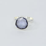 Iolite Freeform Ring | Sterling Silver Bezel | 12mm Statement Ring