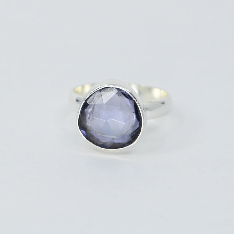 Iolite Freeform Ring | Sterling Silver Bezel | 12mm Statement Ring