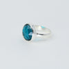 Neon Apatite Freeform Ring | Sterling Silver Bezel | 12mm Statement Ring