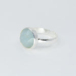 Natural Aquamarine Freeform Ring | Sterling Silver Bezel | 12mm Statement Ring