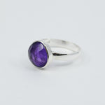 Natural Amethyst Freeform Ring | Sterling Silver Bezel | 12mm Statement Ring