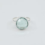 Green Apatite Freeform Ring | Sterling Silver Bezel | 12mm Statement Ring Product Description: