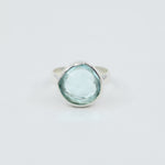 Aquamarine Freeform Ring | Sterling Silver Bezel | 12mm Statement Ring