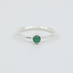 Minimalist Emerald Ring | Sterling Silver | Dainty Green Gemstone