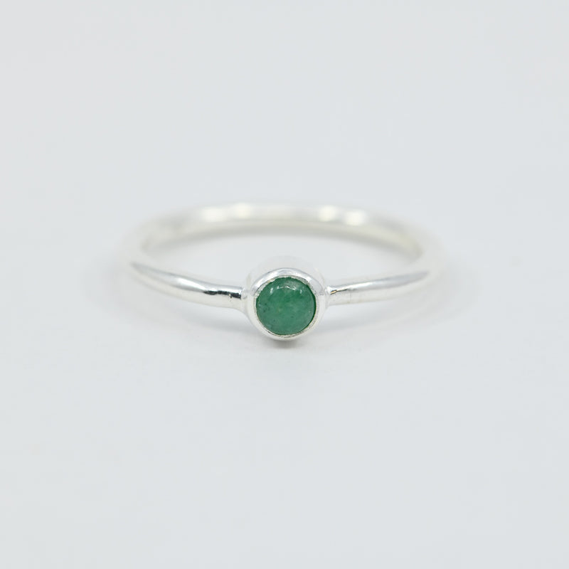 Minimalist Emerald Ring | Sterling Silver | Dainty Green Gemstone