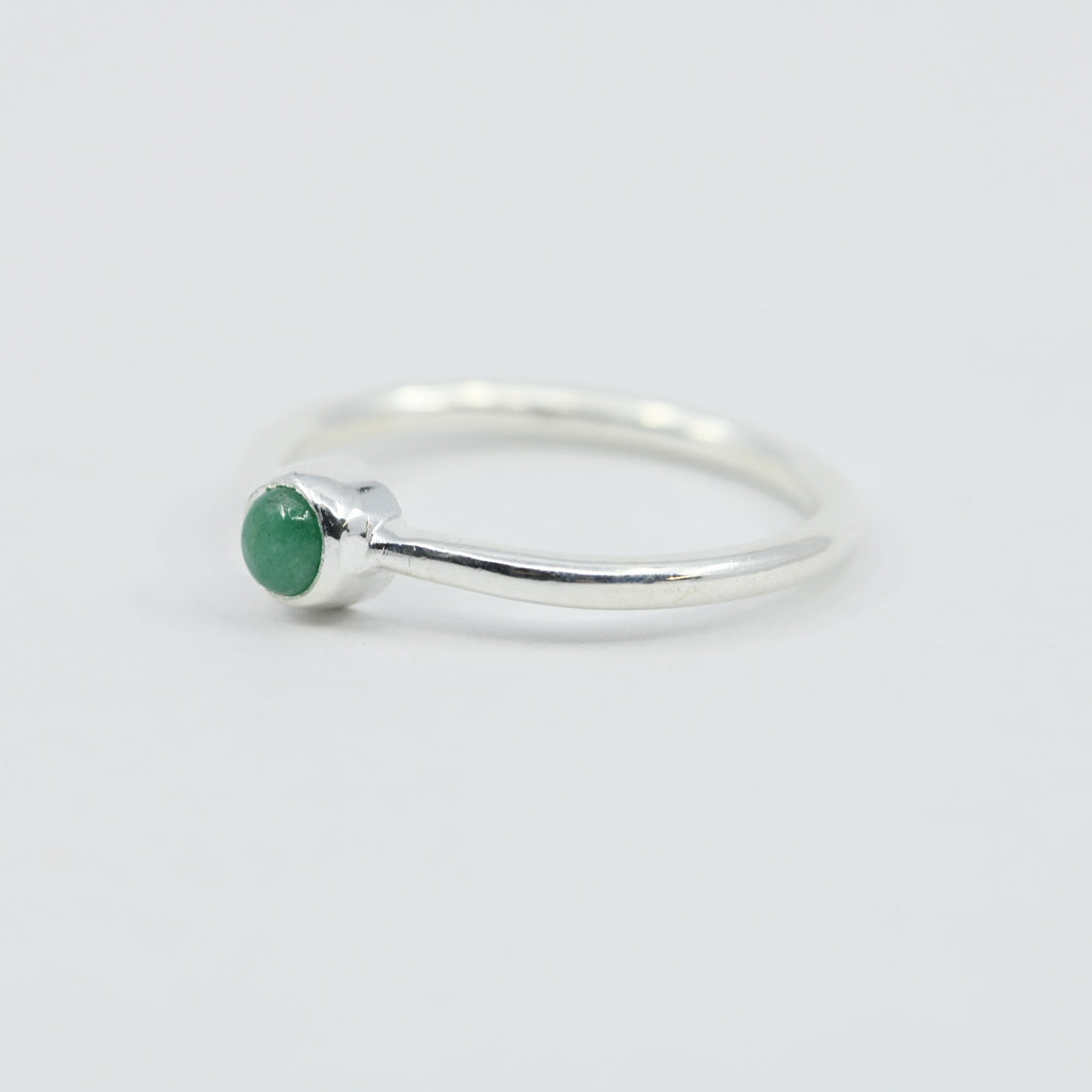 Minimalist Emerald Ring | Sterling Silver | Dainty Green Gemstone