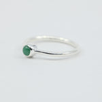 Minimalist Emerald Ring | Sterling Silver | Dainty Green Gemstone