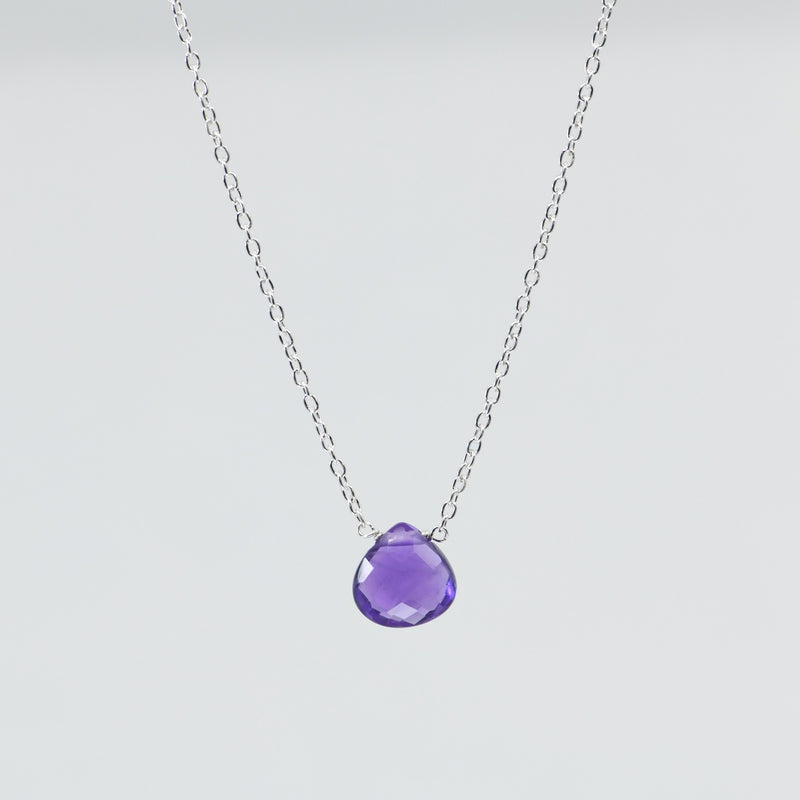 Amethyst Pear-Shaped Suspended Pendant | Handcrafted Sterling Silver