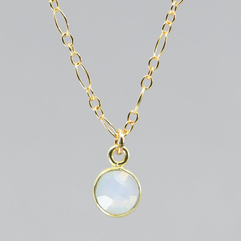 Dainty Rainbow Moonstone Necklace | Gold Filled Chain | June Birthstone