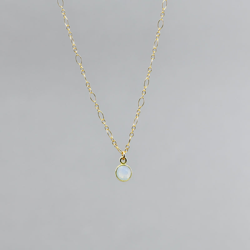 Dainty Rainbow Moonstone Necklace | Gold Filled Chain | June Birthstone