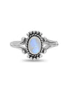 Dainty Moonstone Ring Oval Shape with Rope Bezel