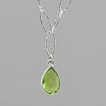 Genuine Peridot Necklace Sterling Silver | August Birthstone Pendant | Natural Green Gemstone Crystal Necklace - 18" Chain