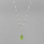 Genuine Peridot Necklace Sterling Silver | August Birthstone Pendant | Natural Green Gemstone Crystal Necklace - 18" Chain