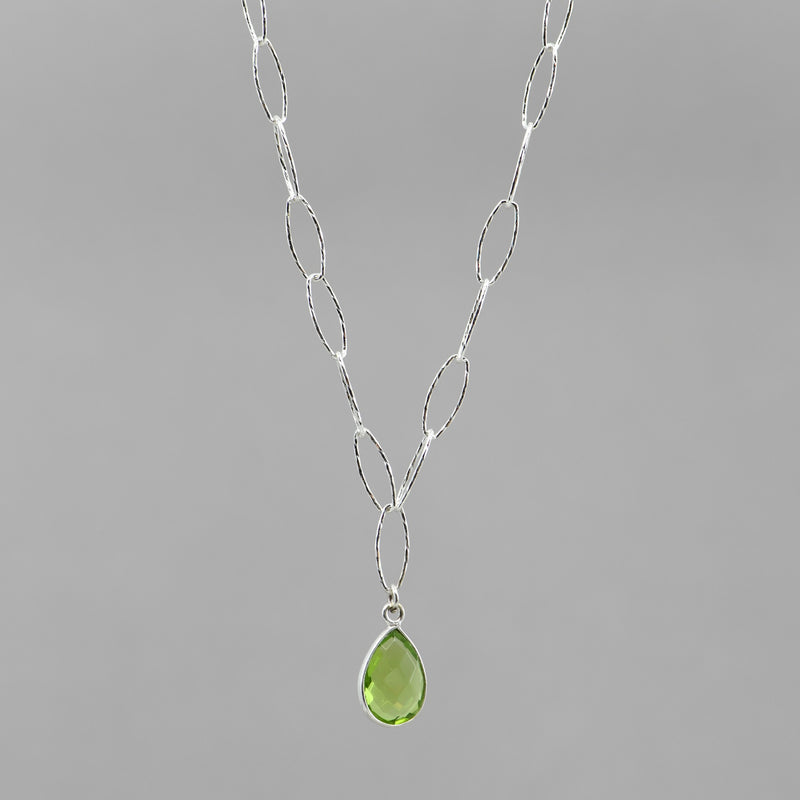 Genuine Peridot Necklace Sterling Silver | August Birthstone Pendant | Natural Green Gemstone Crystal Necklace - 18" Chain