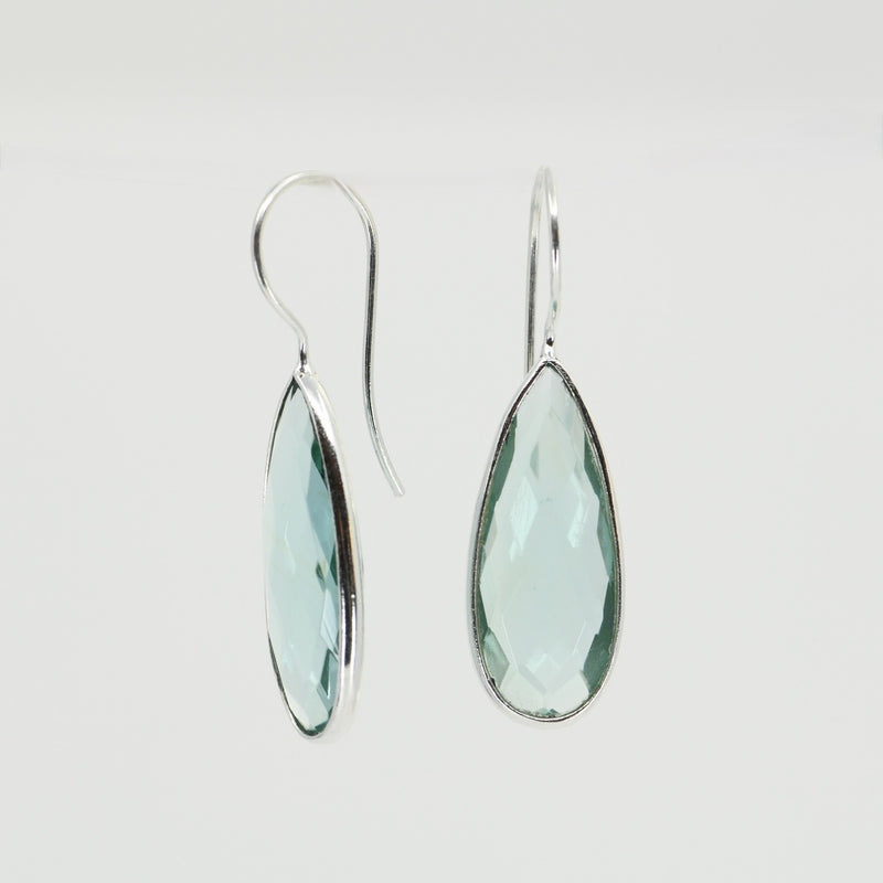 Green Apatite Teardrop Statement Earrings | Handcrafted Sterling Silver