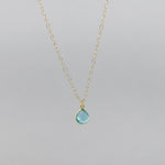 Handcrafted Aqua Blue Topaz Pendant Necklace in Gold-Filled- 20" Adjustable Chain