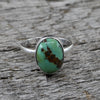 Handcrafted Oval Turquoise Sterling Silver Ring | Natural Stone Statement Piece | Size 6.5