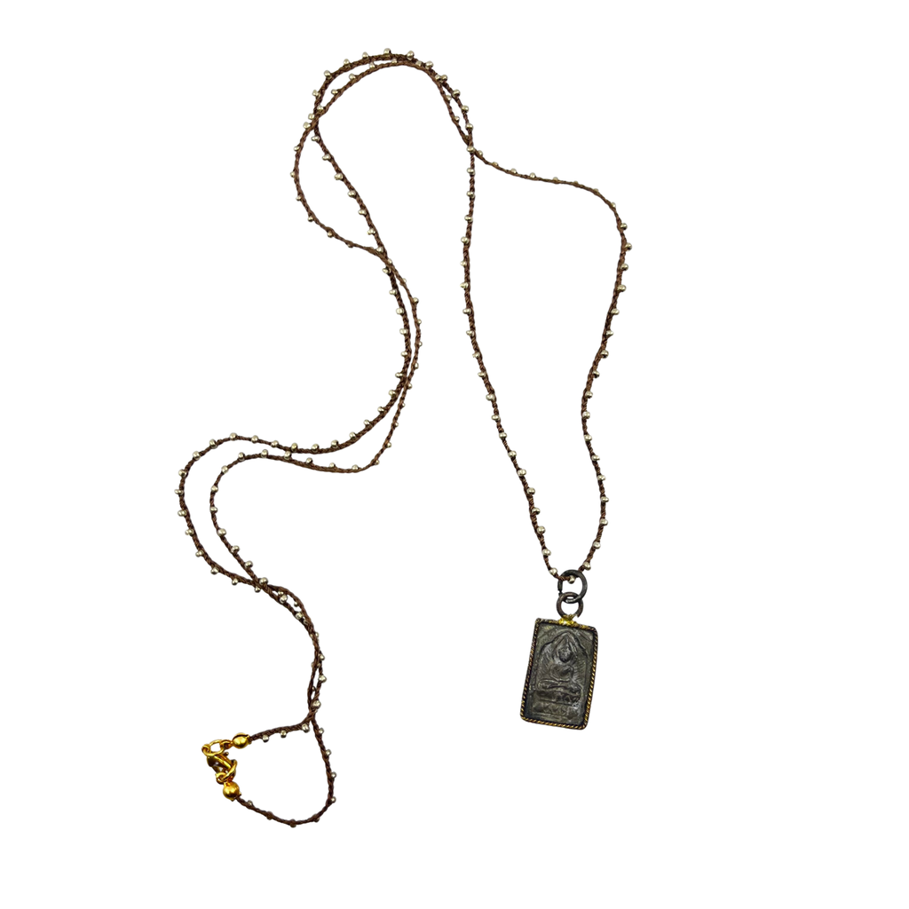 Handcrafted Buddha Macrame Cord Necklace - Boho Spiritual Pendant Jewelry