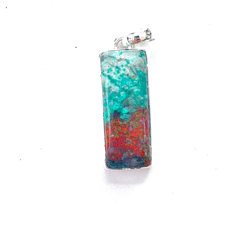 Sonora Chrysocolla Rectangle Pendant Necklace Sterling Silver