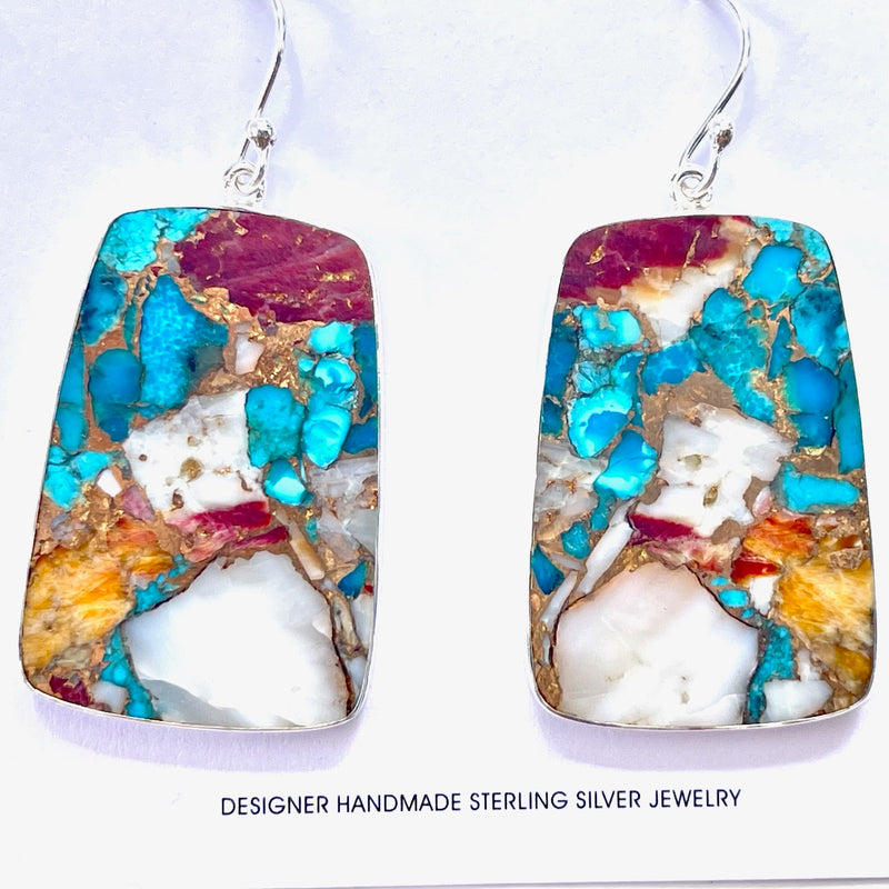 Chocolate Oyster Turquoise XL Rectangle Earrings