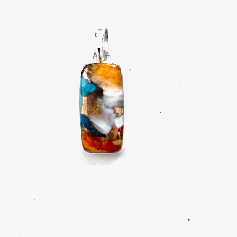 Oyster Turquoise Rectangle Pendant Sterling Silver