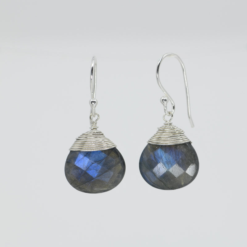 Labradorite Drop Earrings | Handcrafted Sterling Silver Wire Wrapped Jewelry