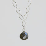 Labradorite Necklace Sterling Silver - Blue Flash Pendant - 20 Inch Chain - Handmade Pear Shape Gemstone Jewelry