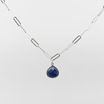 Lapis Lazuli Necklace | Sterling Silver Adjustable Paperclip Chain | Zodiac Stone Jewelry