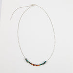 Turquoise & Hessonite Adjustable Slide Chain Gemstone Necklace
