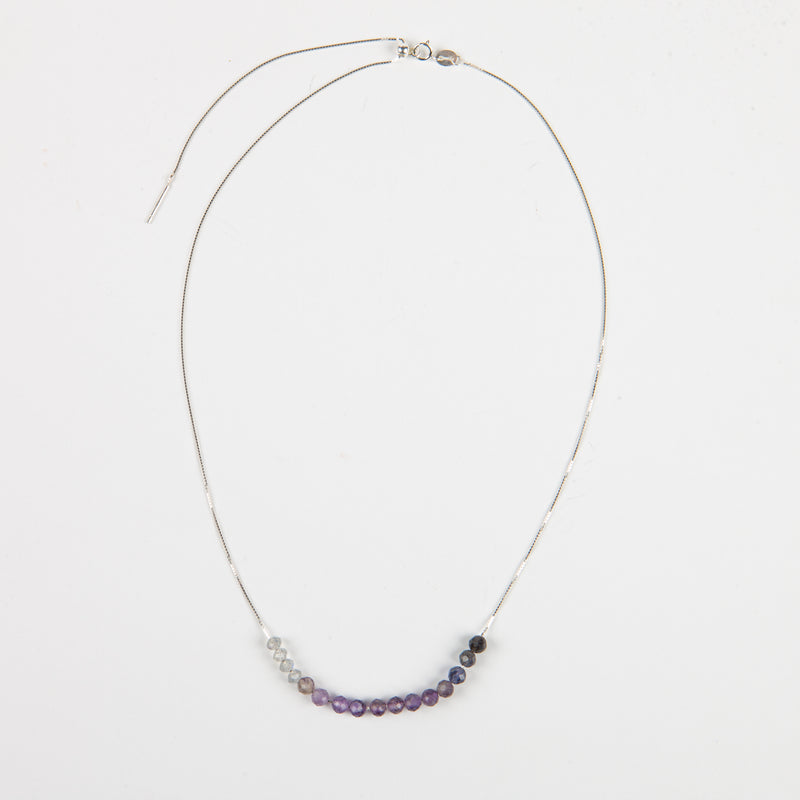 Iolite, Amethyst & Labradorite Adjustable Slide Chain Gemstone Necklace