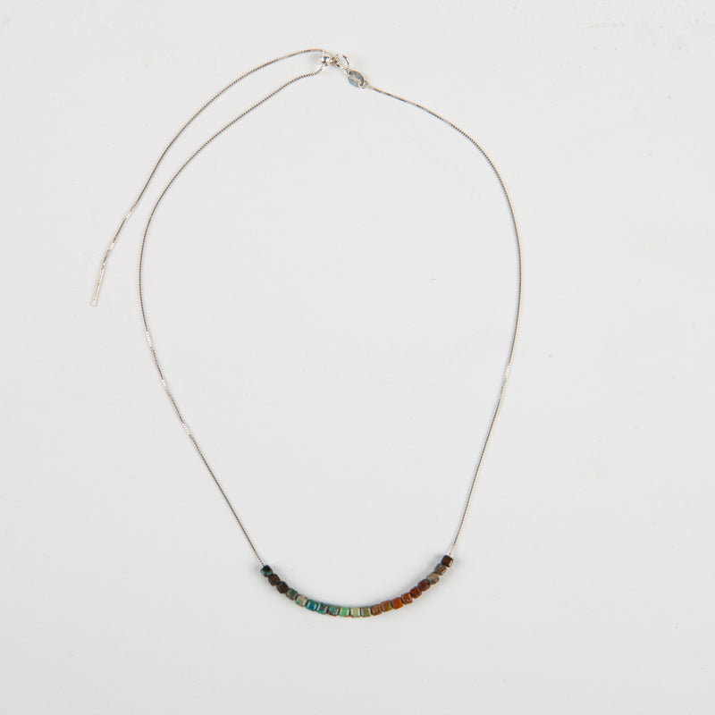 Square Turquoise Adjustable Slide Chain Gemstone Necklace