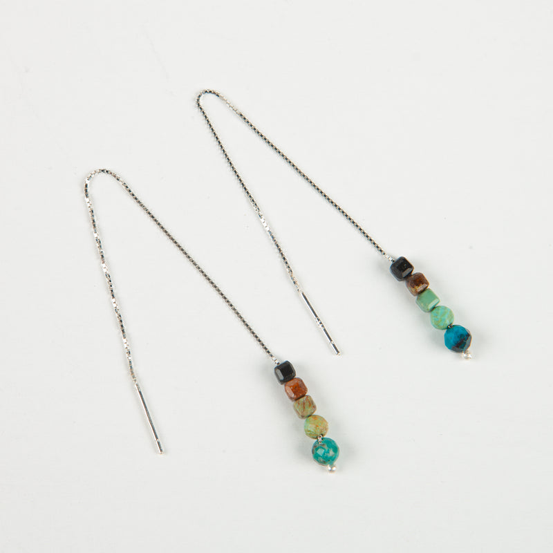 Square Turquoise Threader Earrings