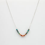 Turquoise & Hessonite Adjustable Slide Chain Gemstone Necklace