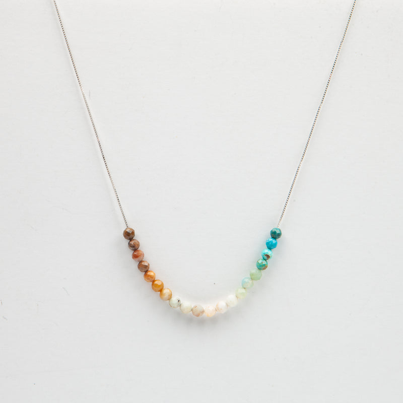Turquoise, Amazonite & Chrysocolla Adjustable Slide Chain Gemstone Necklace