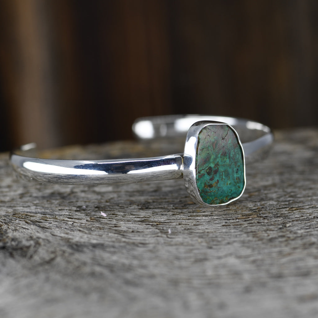 Mexican Turquoise Sterling Silver Cuff | 7" Adjustable Statement Piece