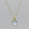 Natural Aquamarine Pendant Necklace with Fully Adjustable Gold-Filled Chain