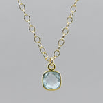 Natural Aquamarine Pendant Necklace with Fully Adjustable Gold-Filled Chain