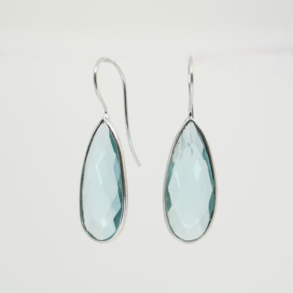 Natural Aquamarine Teardrop Statement Earrings | Handcrafted Sterling Silver